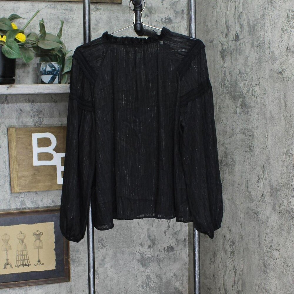 NWT Tommy Hilfiger Women's Textured Split-Neck Top H38T201A M Black - Picture 5 of 7